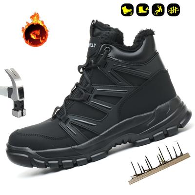 Chaussures de sécurité de travail d'hiver pour hommes, bottes de sécurité anti-écrasement, anti-coups de couteau, baskets, chaussures à embout en acier, bottes de travail pour hommes indestructibles