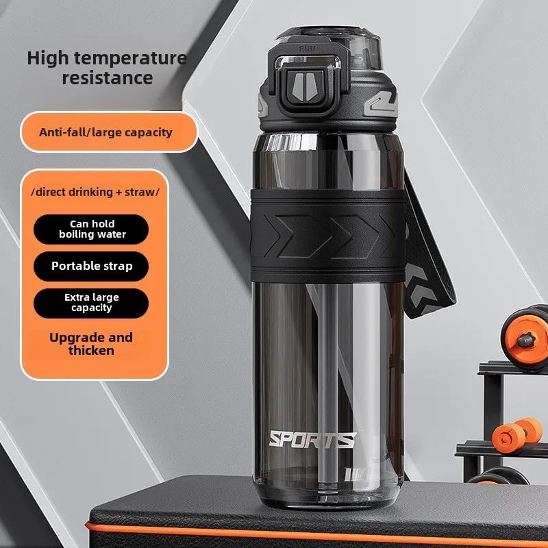 Letnia sportowa butelka na wodę kubek duża pojemność odpowiedni dla dorosłych odporny na wysokie temperatury słomka plastikowy kubek przenośna butelka