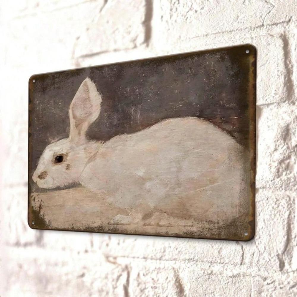 Vintage Metal Poster Rabbit Country Style Bar Wall Decor
