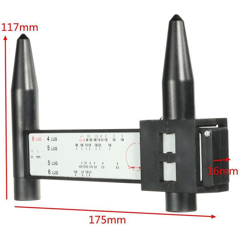 Wheel Rim Bolt Pattern Hole Distance Measuring Tool Modified Hole Distance Ruler Black PCD Caliper 8LUG Wheels