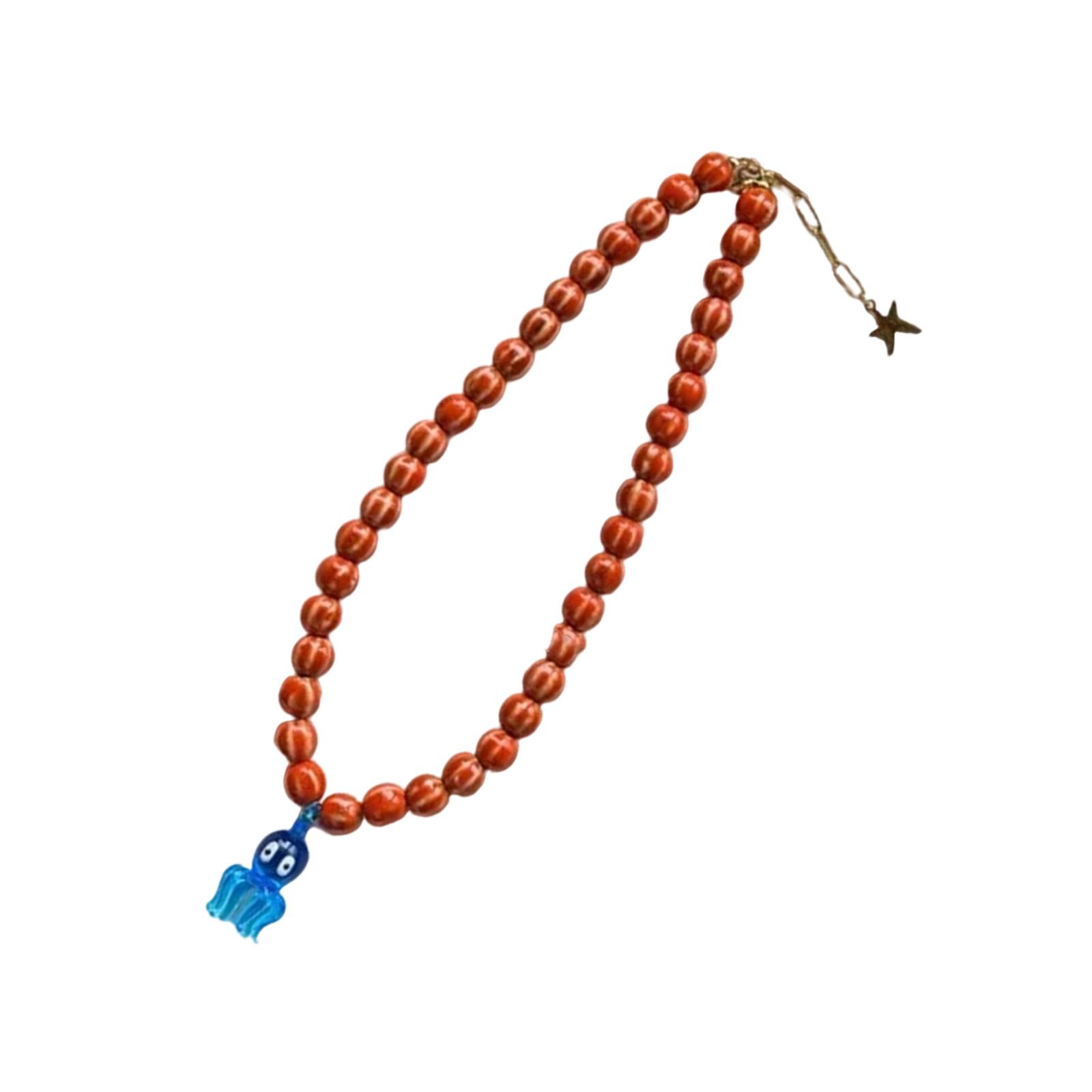

Artistic Ceramic Beads Glass Octopus Pendant Necklace Adjustable Chain Handmade Accessory for Casual or Formal Outfits