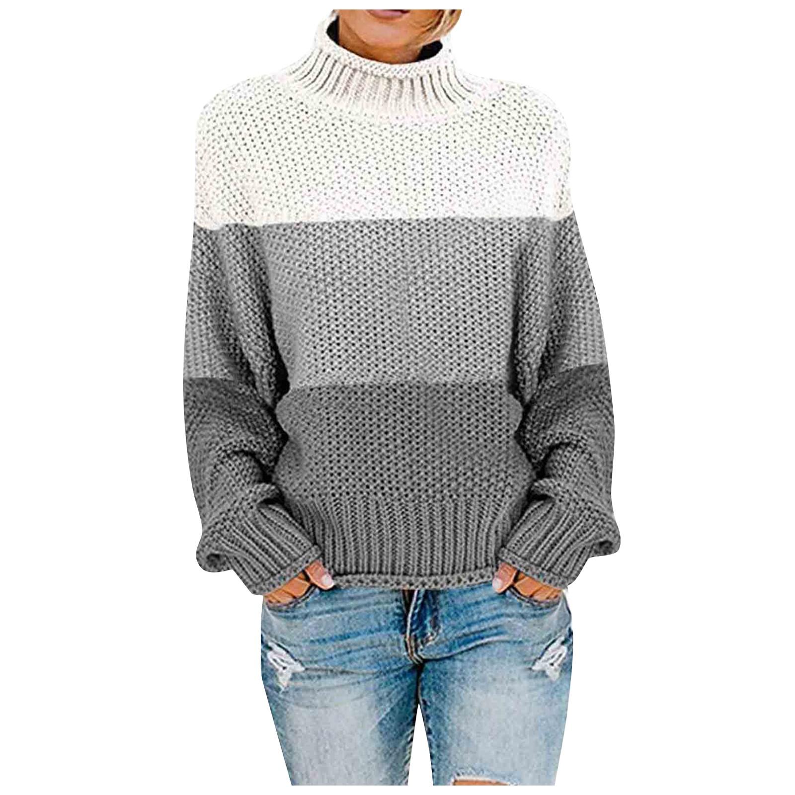 

Жіночий светр з відкритими плечима, повсякденний трикотажний вільний пуловер з довгими рукавами L