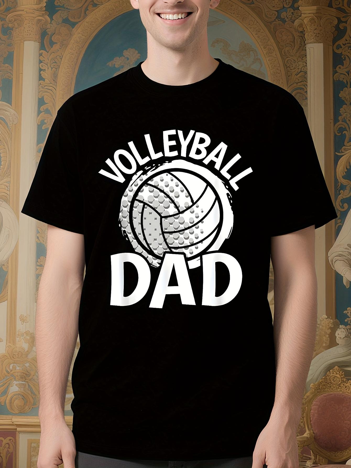 Volleyball Dad Black Cotton Tshirt - White Volleyball Gra... M