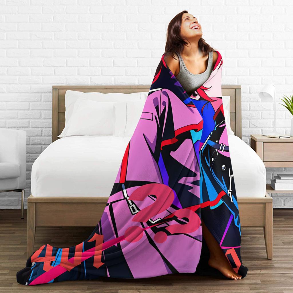Soft Warm BlanketBoy Girl Camping Kasane Teto Character Throw Blanket Flannel Bedspread For Couch Street Trend Sofa Bed Cover