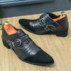 New Men's Charm Mixed Patchwork Monk Strap Pointed Height Increasing Shoes Male Dress Wedding Homecoming Footwear Zapatos Hombre