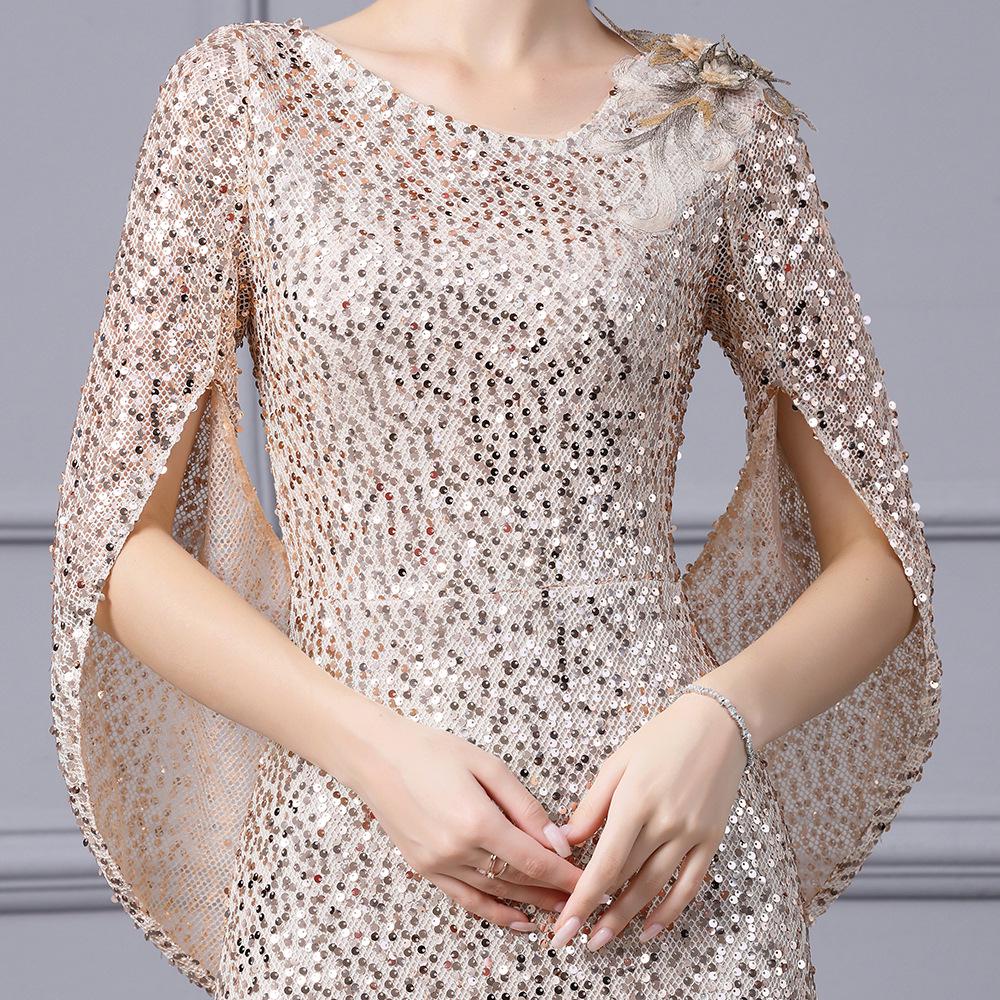 2025 High-End Zhilishishang Sequin Evening Gown: Elegant Long Dress for Banquet Hostess and Socialite