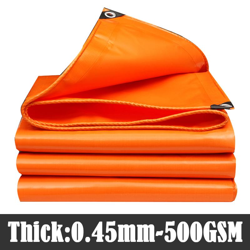 Orange Heavy-Duty PVC Canvas Outdoor Camping Tent Canopy Pergola Tarpaulin Sun Shelter Truck Waterproof Coated Banner Tarp Cover 1.9x1.4m