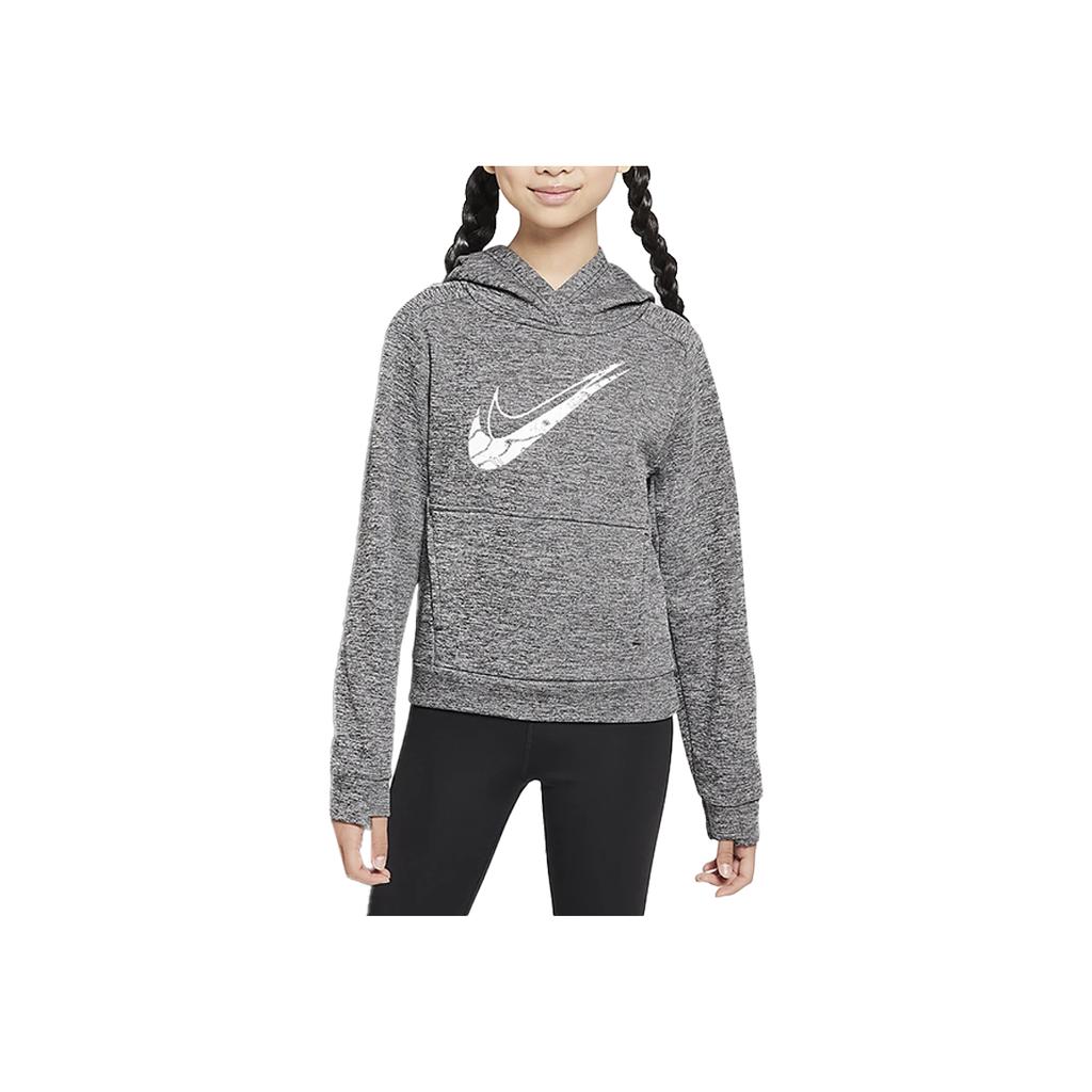 Nike Therma-FIT Multi Repel Hooded Pullover Water-Resistant Warm Fleece Long Sleeve Kids Tops Light-Smoke-Grey HF4414-010