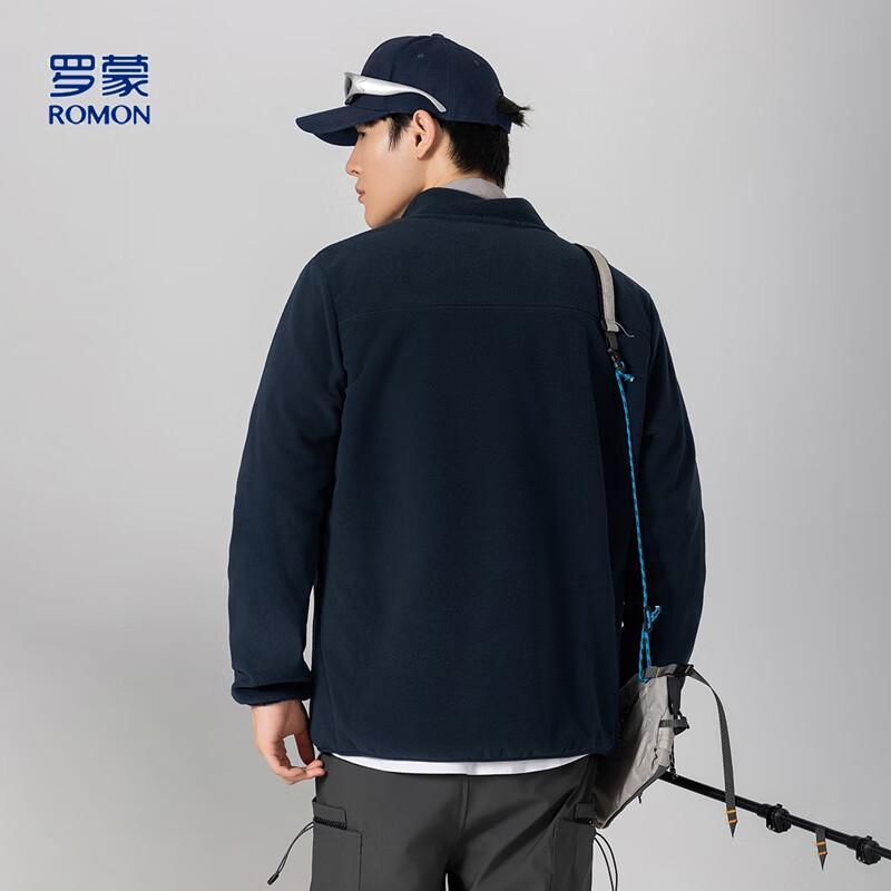 Romon Men's Stand-Collar Double-Sided Fleece Jacket
