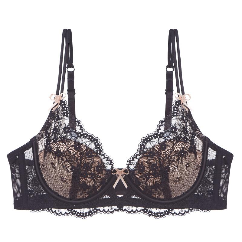 Sexy underwear French thin pure lace underwear large chest small anti-sagging large size bra cover