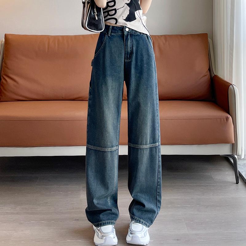 

Women s American-Style High Waist Denim Jeans, Velvet-Lined, Retro Slimming, Floor-Length Pants for Autumn/Winter Extra Small