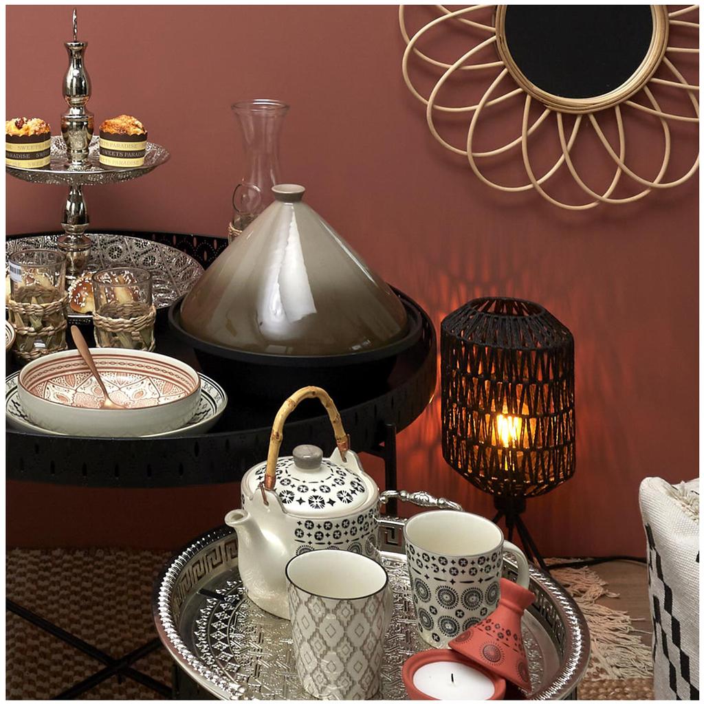 Les Trésors De Lily [A3685] - Kovový servírovací tác 'Cléopatra' postříbřený s patinou - 42 cm