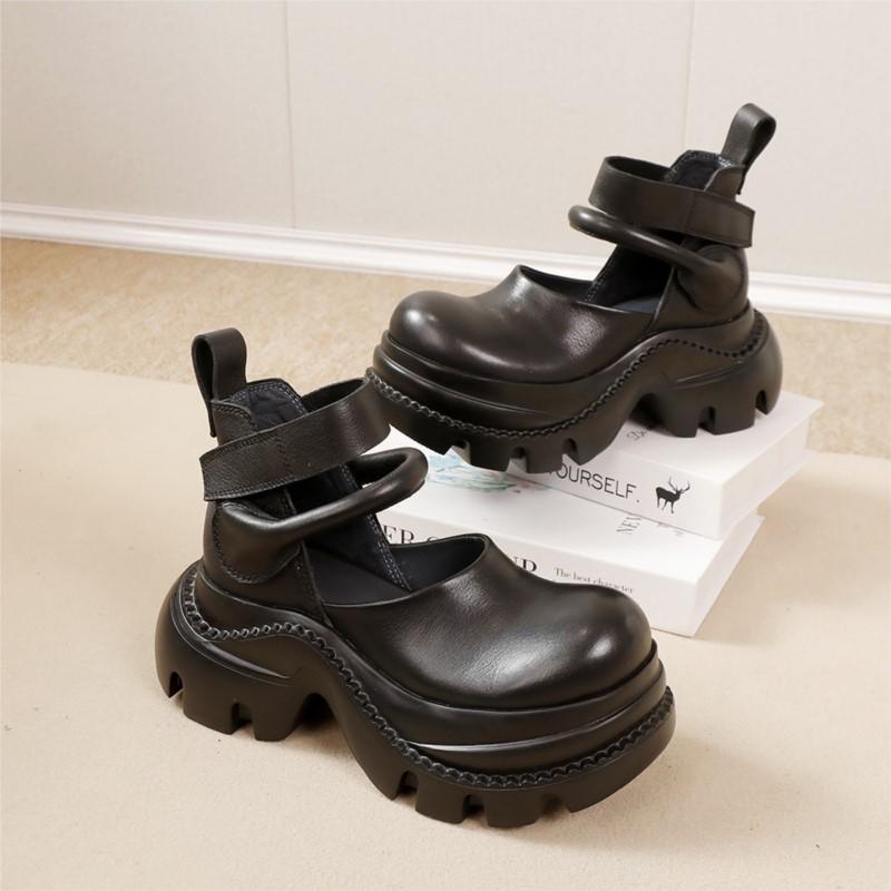 Fashion GKTINOO 2025 Spring/Summer New Pumps Women's Shoes Genuine Leather Thick Soled Fashion Retro Handmade Platform Shoes