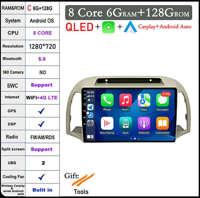 QLED Screen DSP For Nissan March 2002 - 2010 Android 14 Car Radio GPS Multimedia Video Player Stereo Navigation