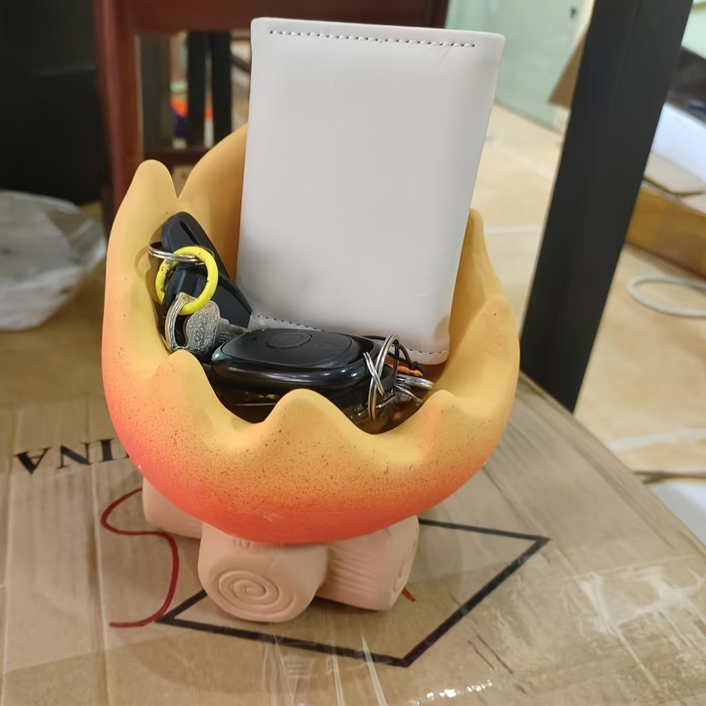 Flammenförmige Aufbewahrungsschale, Einzigartiges Flammendesign Keramik Dekoschale für Zuhause und Büro, Ideal zum Organisieren von Lippenstift, Schlüsseln und kleinen Gegenständen