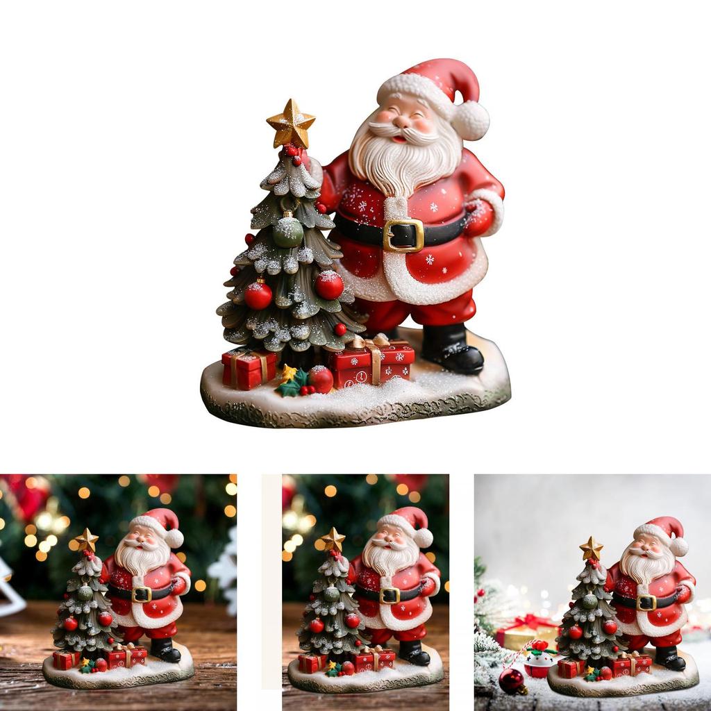 Halloween Resin Desktop Decor Santa Claus And Christmas Tree Home Ornament For Festive Decor