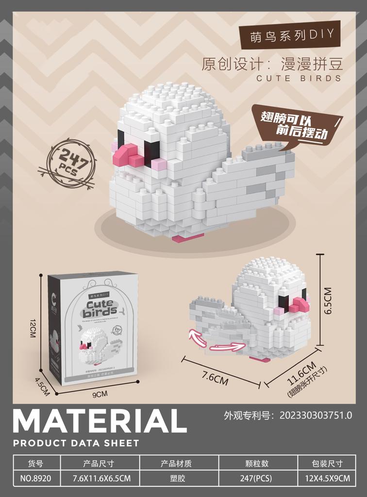 Animals Parrot Micro Diamond Small Particles Assembled Building Blocks Adults Cat Mirco Bricks Constructor Set Model Girls Toys