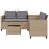 L shaped garden sofa set with table and cushions beige poly rattan