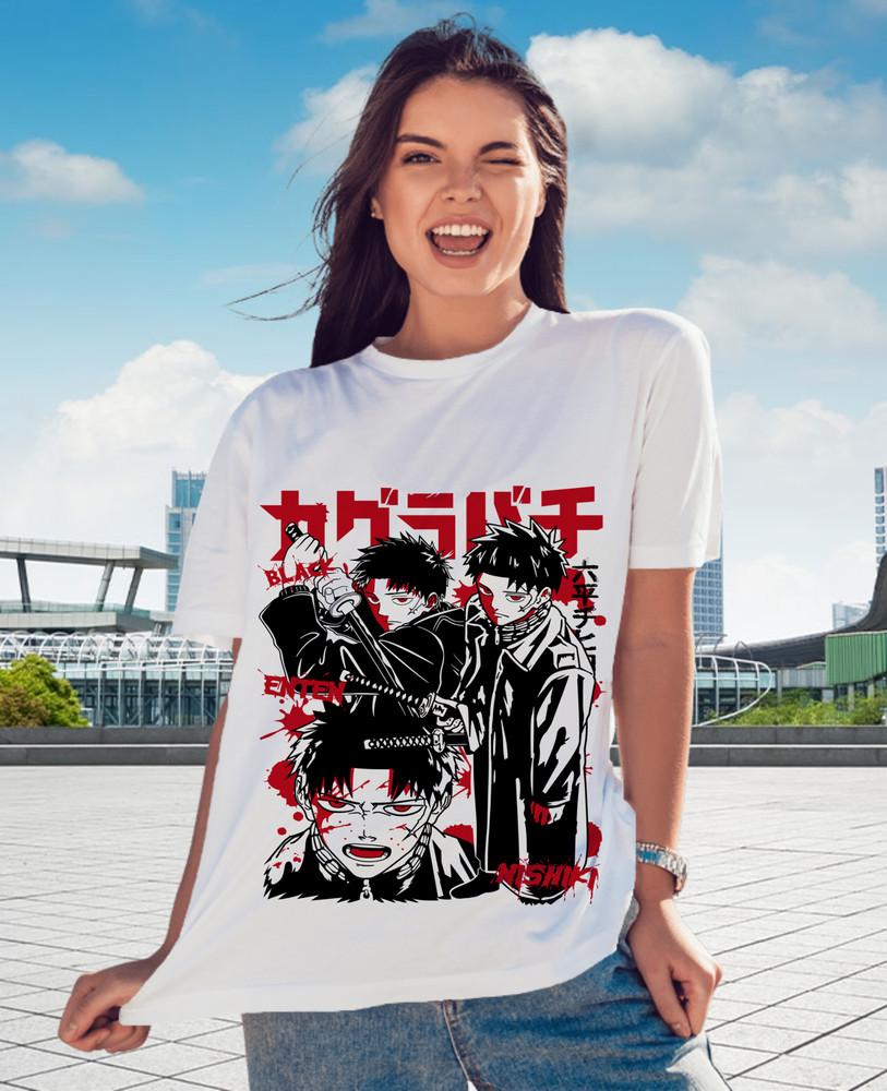 

Футболка Jujutsu Kaisen kagurabachi Годжо Сатору Девушка Ужасы Аниме Подарочная Футболка 3XL