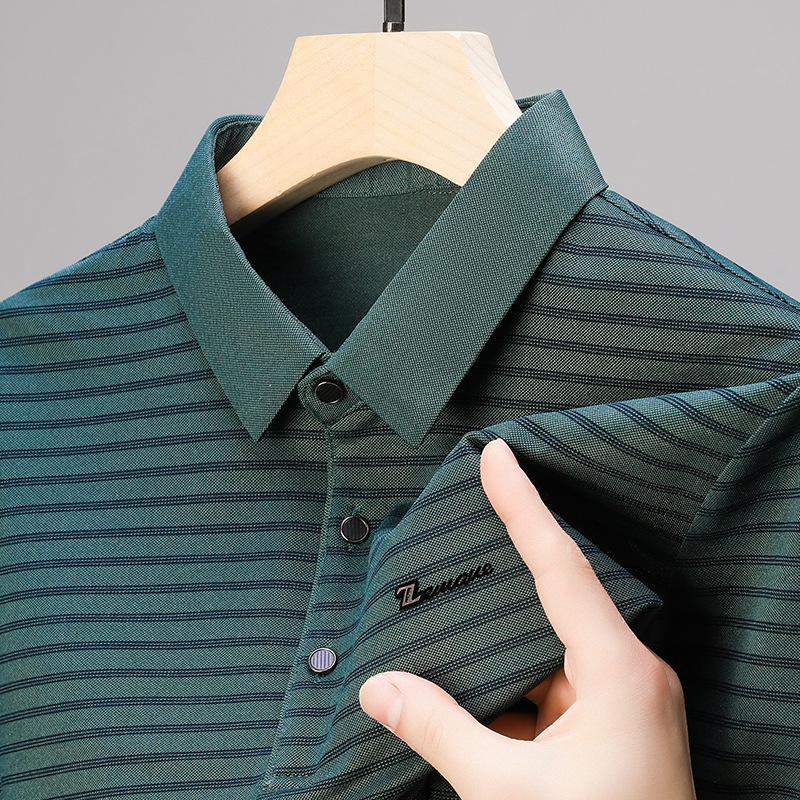 

Мужская футболка с коротким рукавом, повседневная рубашка-поло в полоску, мужская одежда с коротким рукавом 4XL зелёный