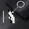 Pendentif Sac 2D Acrylique Plat Noir Blanc Chat Breloque Porte-clés Portable Léger Organisateur de Clés Accessoire Pendentif Sac à Dos