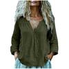 Women's Fashion Loose-Fit Long-Sleeve V-Neck Pullover Shirt Cotton-Linen Blend Top
