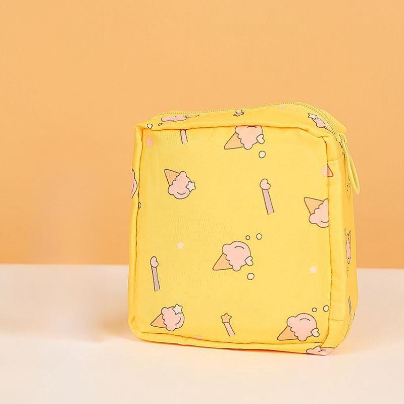 

Сумка для хранения гигиенических прокладок для девочек, нейлоновые гигиенические прокладки, пакеты, кошелек для монет, органайзер для ювелирных изделий, чехол для кредитных карт жёлтый