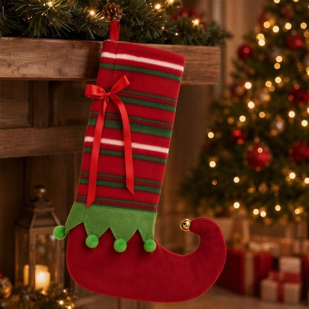 Stripe Christmas Stocking Gift Bag Pendant Xmas Tree Hanging Socks Christmas Elf Stocking Mall