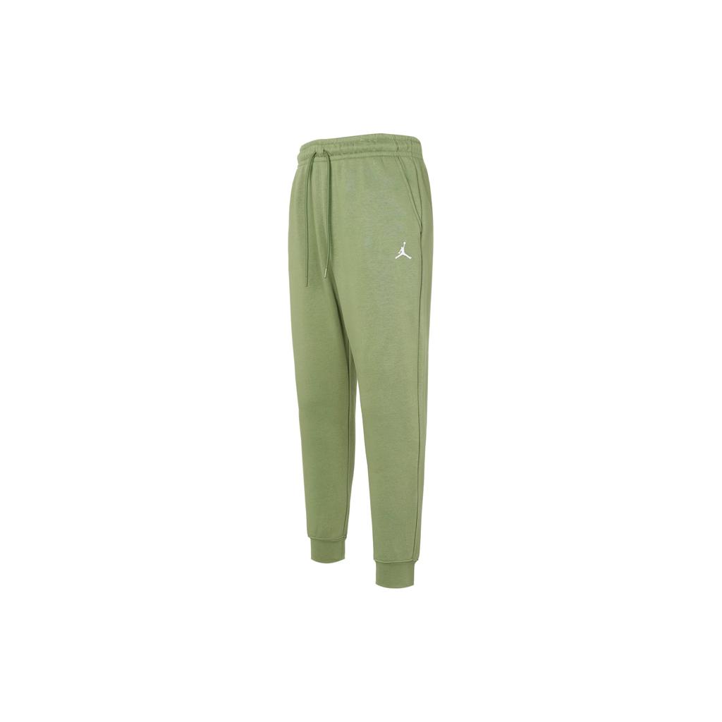 Jordan Essentials Solid Color Lace Up Casual Elastic Cuff Fleece Lined Knitted Sweatpants Men's Light Olive Yellow FJ7780-340
