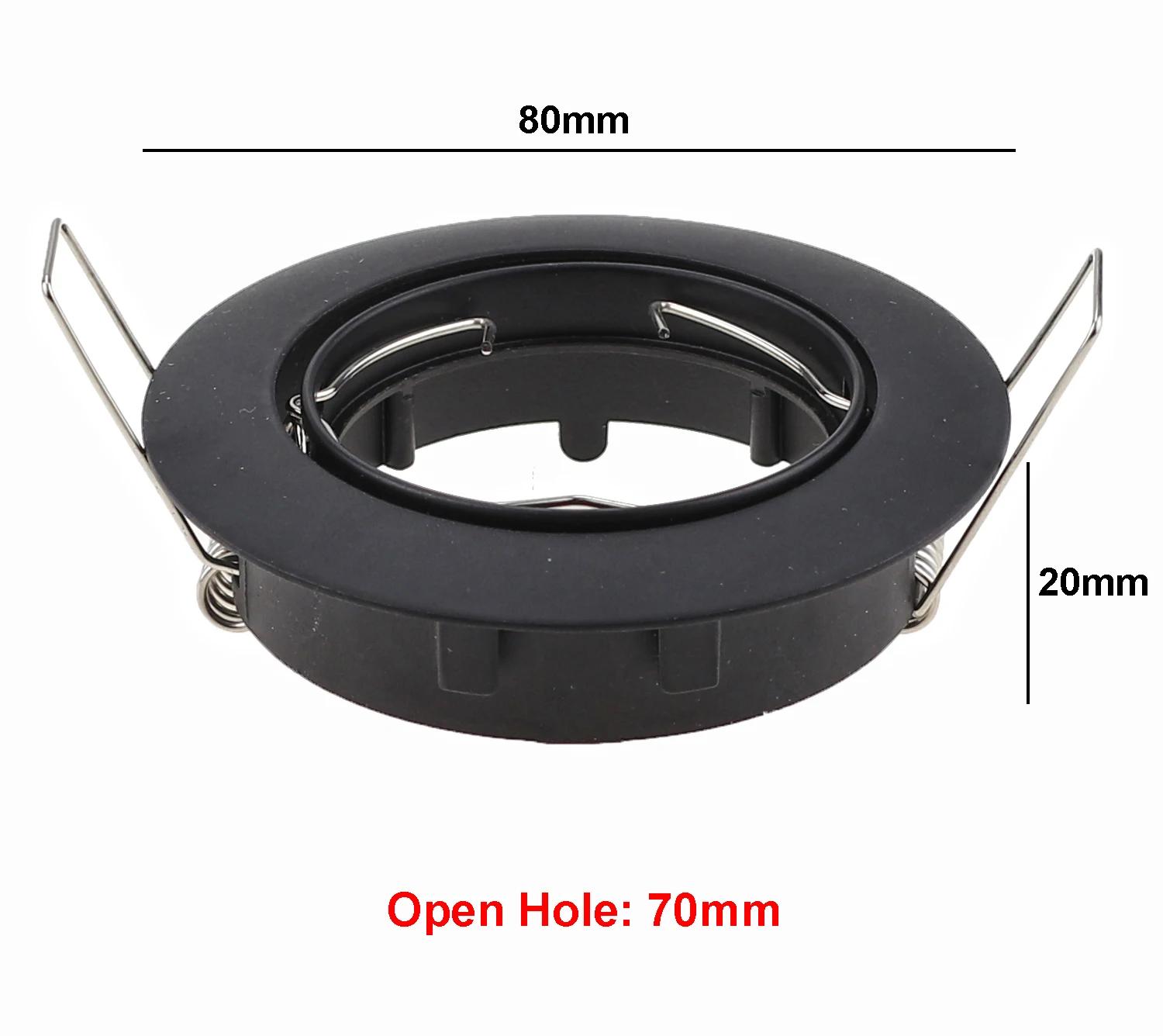 

10 шт./лот 3 типа металлический круглый регулируемый светодиодный встраиваемый потолочный светильник рамка для GU10 MR16 лампы крепление монтируемый точечный светильник чёрный