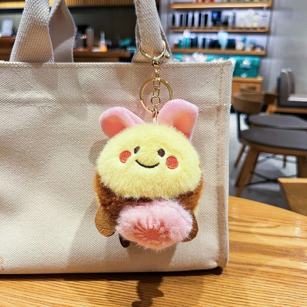 Cartoon Plush Bag Pendant Soft Creative Drawstring Doll Cartoon Bee Keychain  Women Men