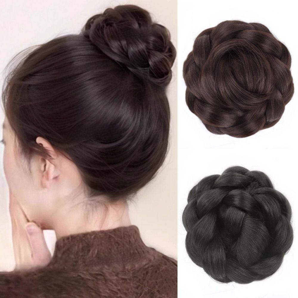 Fake Hair Flower Bun Head Wig Hair Extensions Claw Hair Bun Bridal Donut Chignon Women
