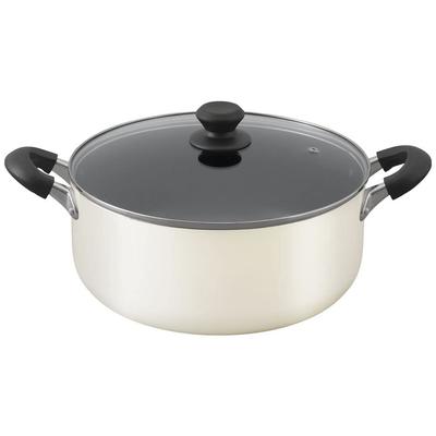 Iris Ohyama Pot 28cm Gas Compatible with Lid Diamond Coated Long Lasting Easy To Clean White Fire/IH Non-Stick DIS-P28