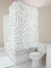 Elegant Minimalistisch Spiraalontwerp Waterdichte Douchegordijnstof Voor Badkamer Afscheiding Wit Beige Woondecoratie Oplossing