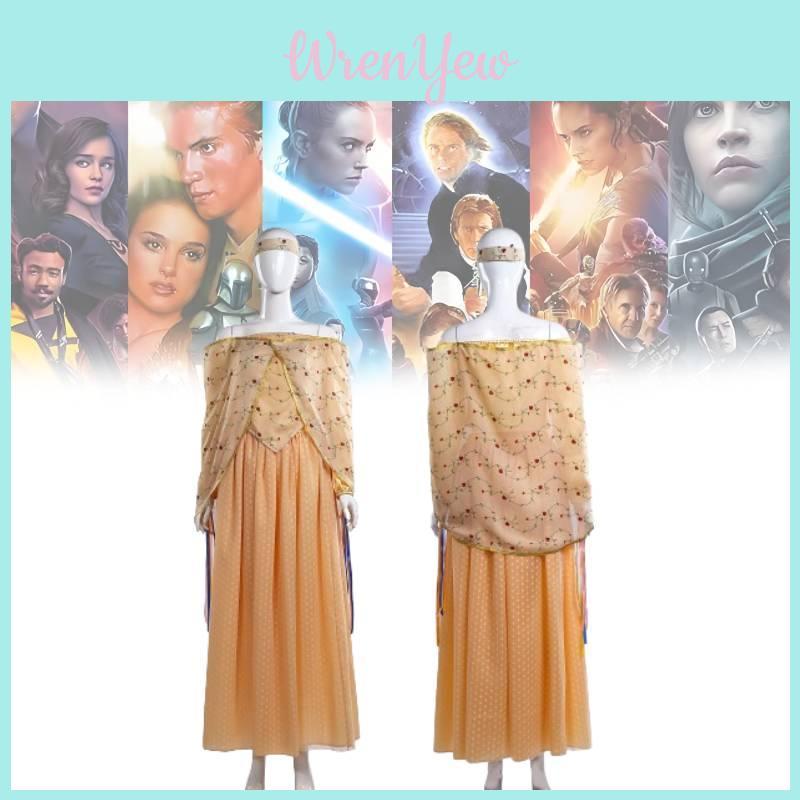 Costume élégant de la reine Amidala de Star Wars, tenue unisexe pour cosplay et jeu de rôle fantastique.