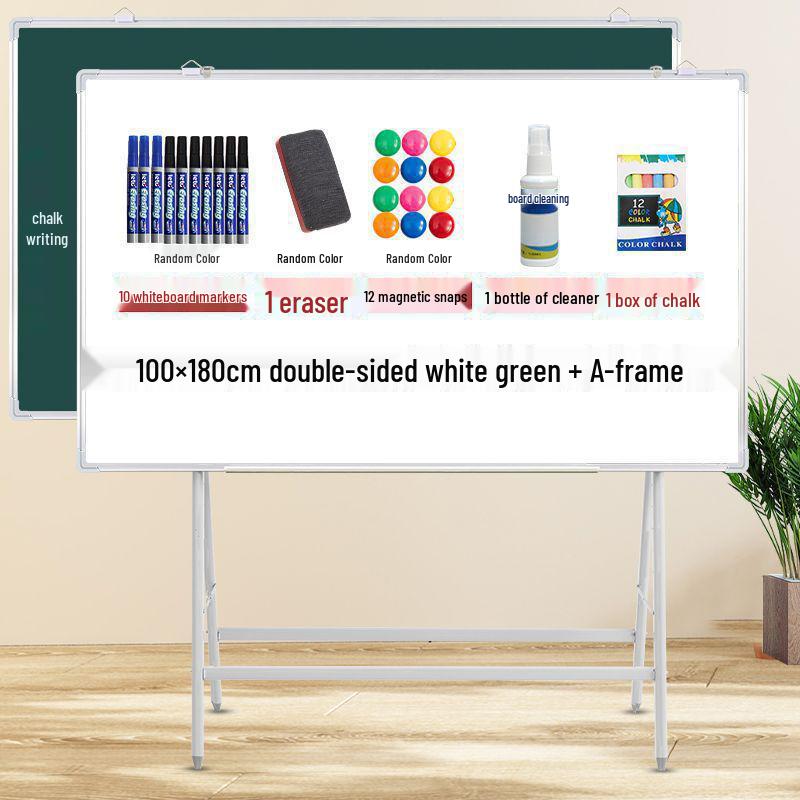 Mobile Double-Sided Magnetic Whiteboard and Chalkboard