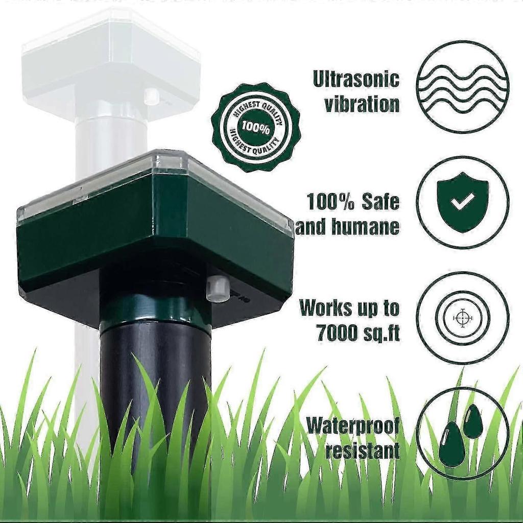 2 Pack Solar Mole Repellent - Snake Repellent - Weatherproof for Mole, Snake, Vole, Gopher and Other Animals