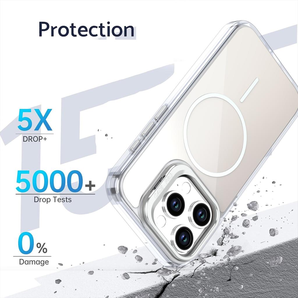 For iPhone 15 Pro Case Compatible with MagSafe TPU+Acrylic Gradient Phone Cover with Kickstand