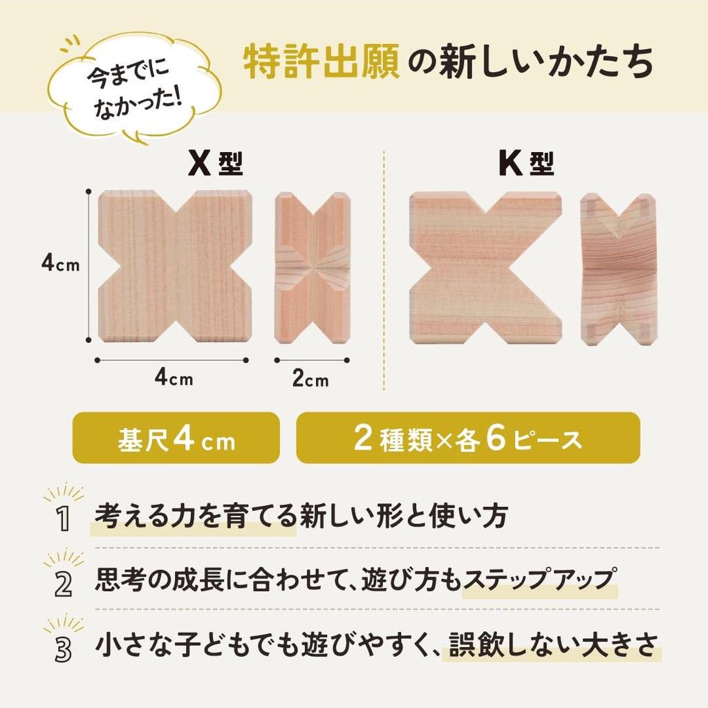 Design Award KIKKA Houten Bouwblokken in Japans Houten Speelgoed Leeftijden 5 Verjaardag Educatief Nieuw Patent Aangevraagd [Kinderwinnaar] (Gemaakt in Japan) (Hinoki
