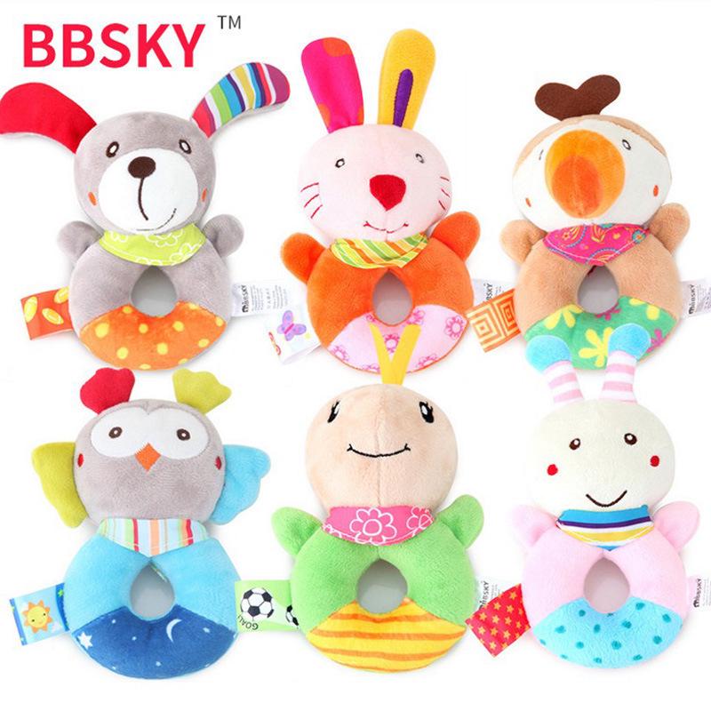 BBSKY Plush Rabbit Baby Rattle and Squeeze Toy