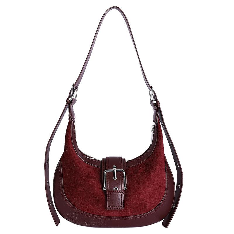 Casual retro suede bag 2025 new commuter large capacity women's shoulder underarm bag versatile messenger bag