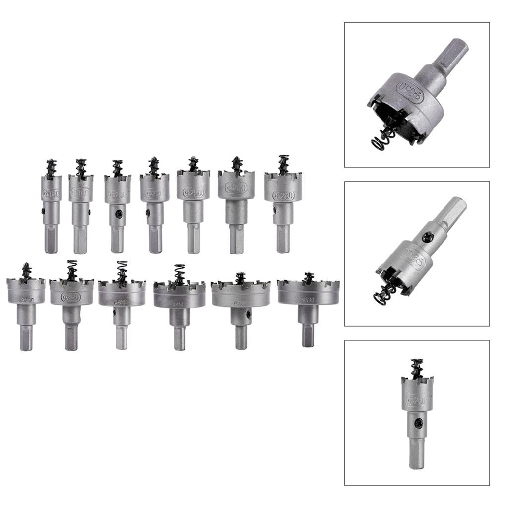 13pcsset 16 18 20 22mm Carbide Tip TCT Drill Bit Hole Saw Set Stainless Steel