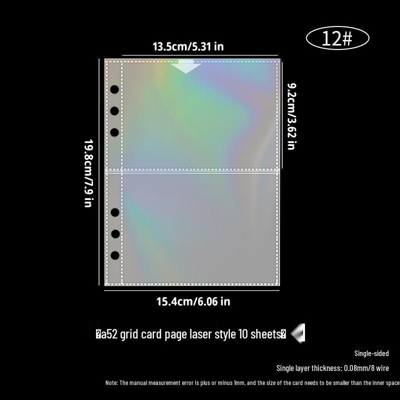 Album compact A5, transparent, antiderapant, cu pagini detașabile de 3 inci, patru pătrate, pentru depozitarea cardurilor mici