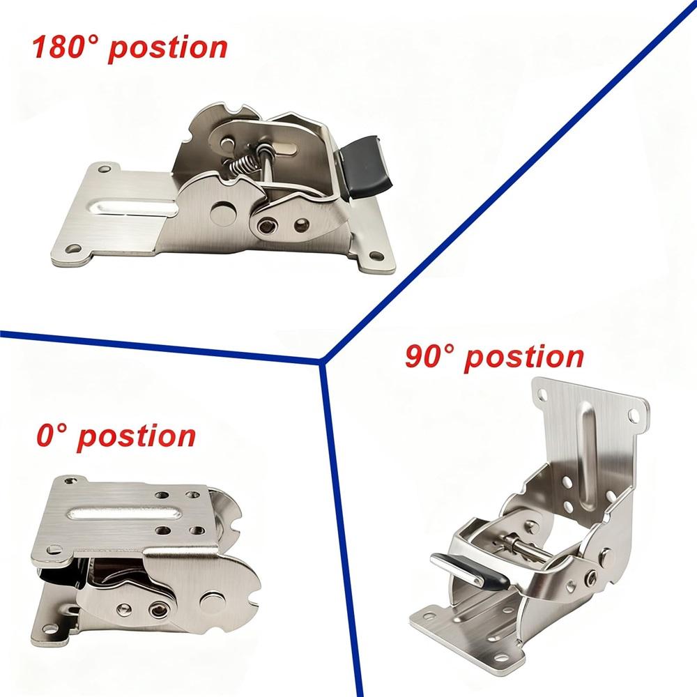 Heavy-duty Folding Bracket 0°-90°-180°, Silver Self-locking Quick-install Extension Support, 2 Pieces