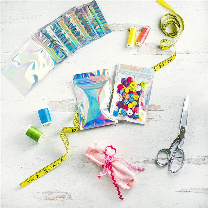 Holographic Iridescent Zipper Bag - Odor-Proof, Laser Self-Sealing, Aluminum Foil Food Storage and Packaging Button Bag