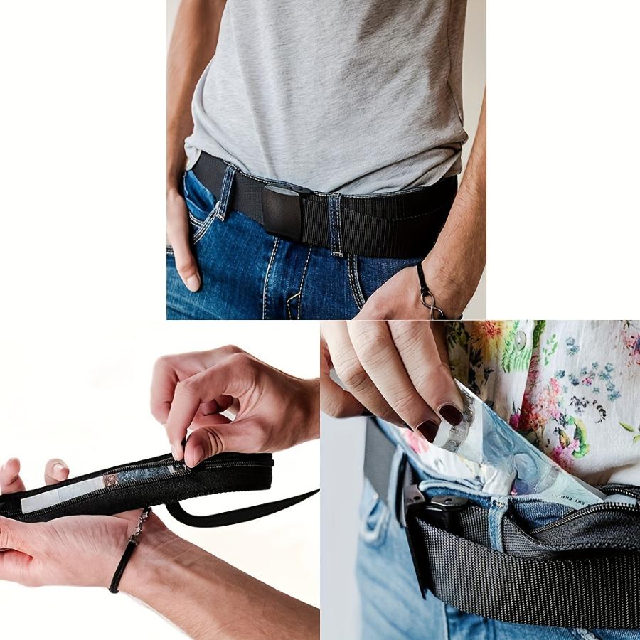 

1шт нейлонова поясна сумка Secret Security Zip Pocket Change Wallet Black Minimalistic Wallet Protect Hidden for Travel Shopping чорний