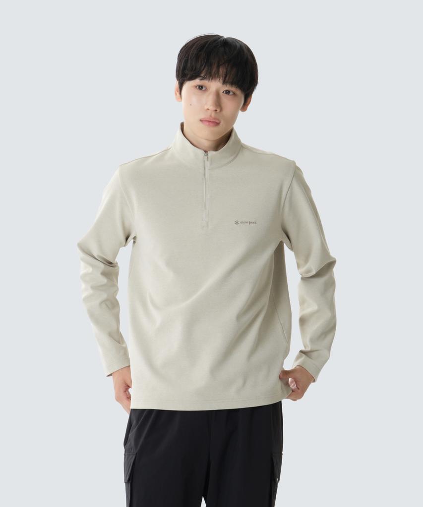 SNOWPEAK APPAREL Quick-Dry Half-Zip Long Sleeve T-Shirt (S26Fmfzt14) Light Beige