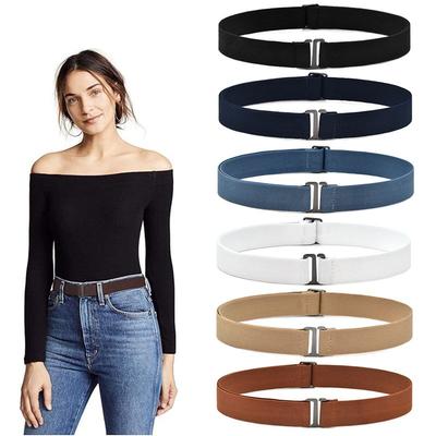 Modischer Bund Damen Unsichtbare Gürtelschnalle Bequemer Elastischer Gürtel für Damen Herren Verstellbarer Gürtel für Jeans Luxus