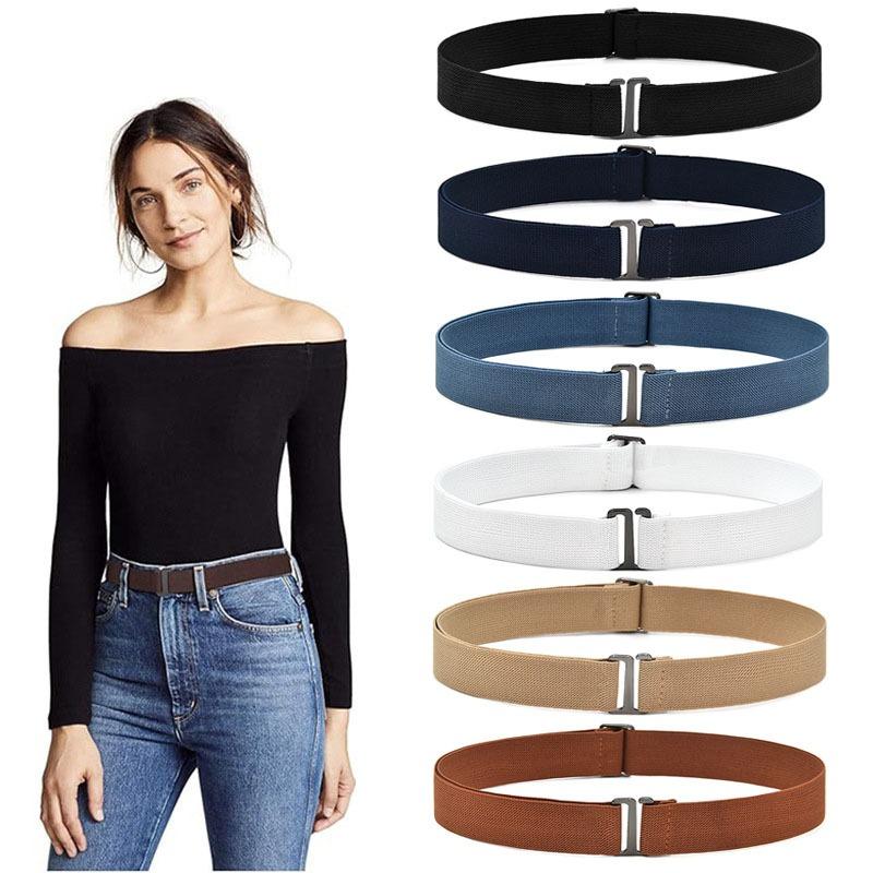 Cinturón de Moda para Mujer Hebilla Invisible Cómodo Cinturón Elástico para Mujeres Hombres Cinturón Ajustable para Jeans Lujo