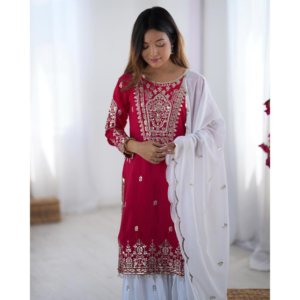 Women Bollywood Ready To Wear Party Wear Sharara Suit Salwar Kameez Set Dress SC-2204